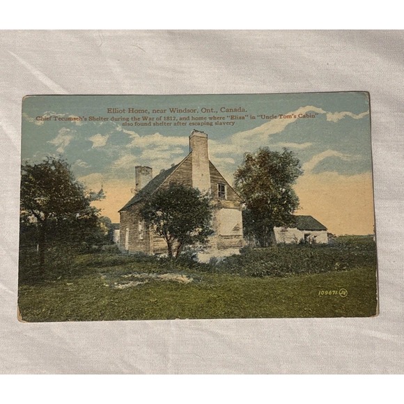 Elliot Home Windsor Ontario Valentine & Sons Postcard Tecumseh Underground RR - Picture 1 of 4
